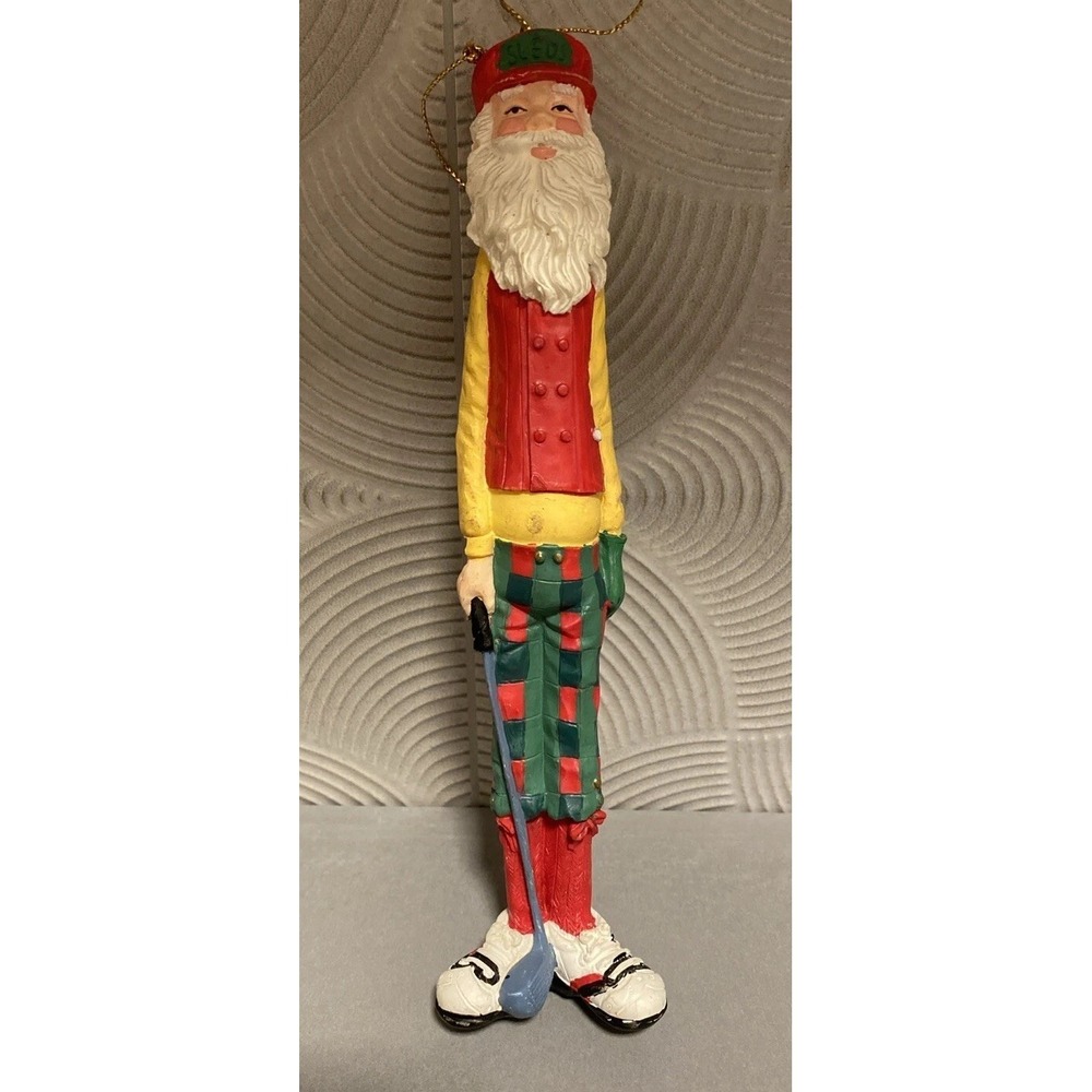 1994‎ Jeanne Golfing Santa Hanging Christmas Ornament 7"